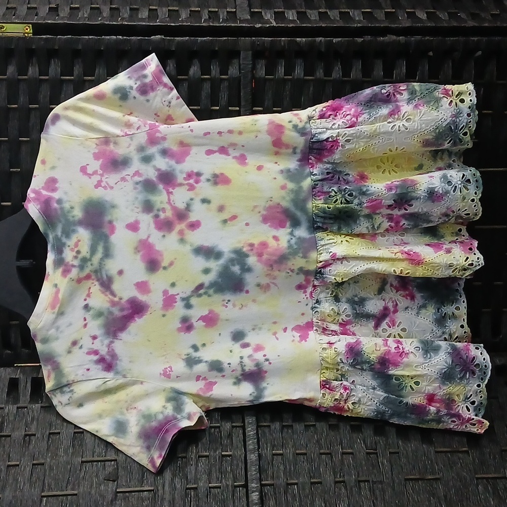 Kate Spade Broome Street Tie-Dye Ruffle Short Sleeve Tee Size XS - Picture 6 of 6
